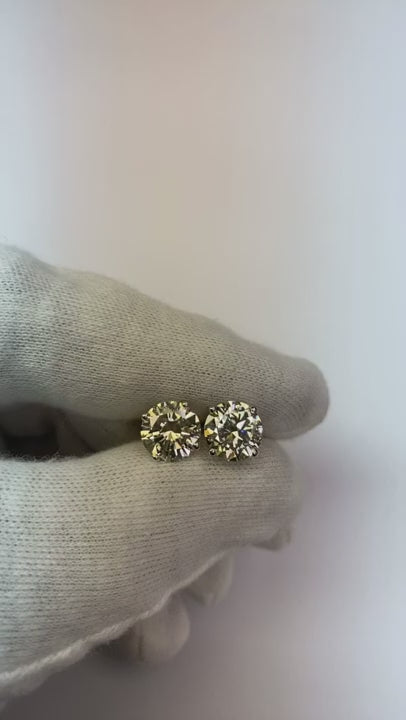 Natural Earth Mined Diamond Stud Earrings 5 Carats 14K White Gold