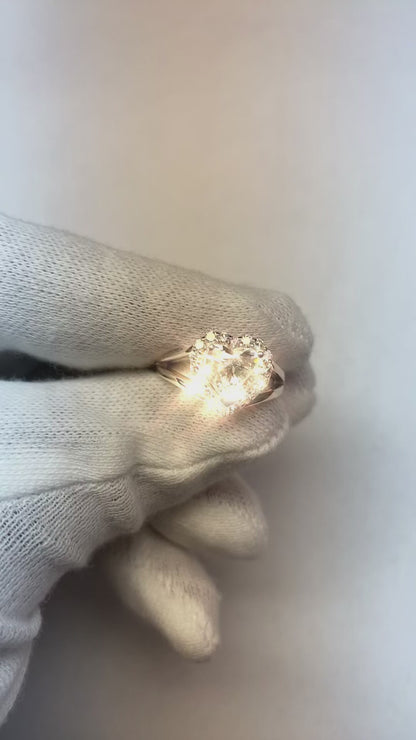 Gorgeous Heart And Round Cut 2 Ct Natural Earth Mined Diamond Halo Ring White Gold 14K