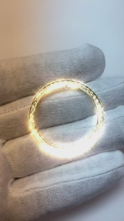 Yellow Gold Custom Mined Diamond Bezel To Fit Rolex Datejust Watch 2 Carats