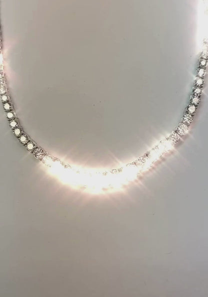 25 Carats Natural Diamond Diamonds Necklace Graduated Riviera 16" 14K Gold