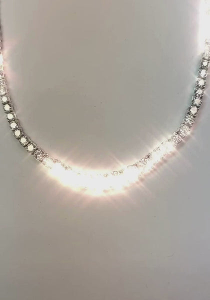 25 Carats Mined Diamonds Necklace Tennis Graduated Riviera 16" 14K Gold