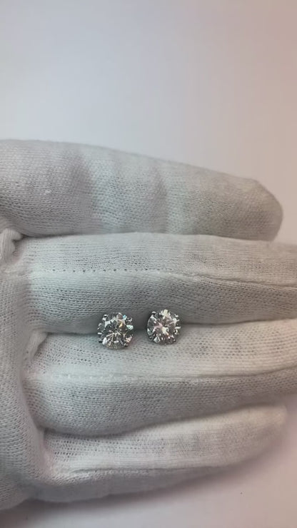 3.20 Carats Round Cut Natural Earth Mined Diamond Women Stud Earring White Gold 14K