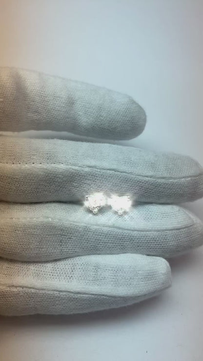 2 Carats Heart Shape Natural Earth Mined Diamonds Women Studs Earring White Gold