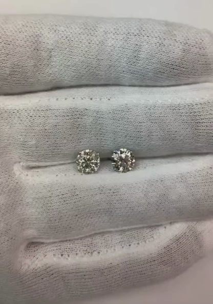 2 Ct Round Earth Mined Diamond Womens Earrings