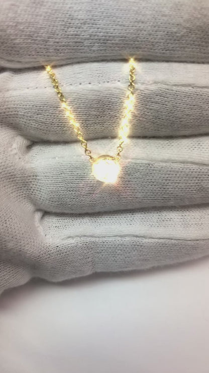 0.75 Carats Round Natural Earth Mined Diamond Ladies Pendant Necklace 14K White Gold