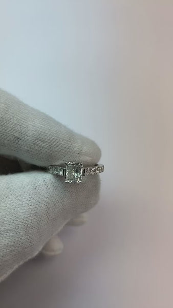 1.51 Carats Radiant Cut Diamond Solitaire With Accents Ring White Gold