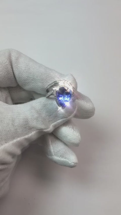 Pear Tanzanite Natural Earth Mined Diamond Ring 5 Carat Gemstone White Gold 14K Jewelry