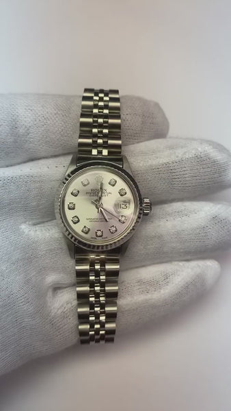 Silver Diamond Dial Women Watch Ss Jubilee Bracelet Rolex Datejust