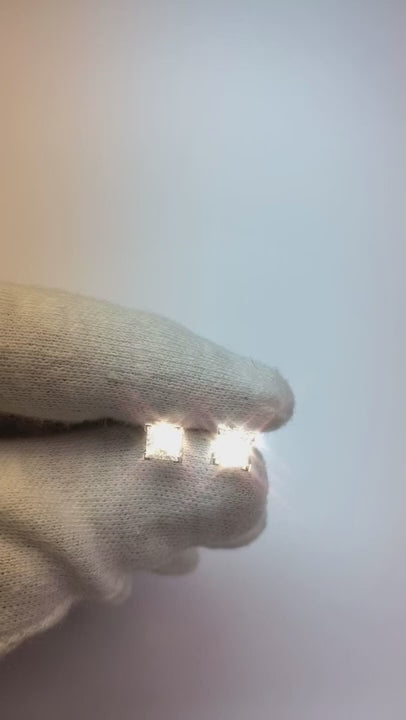 Princess Natural Earth Mined Diamond Stud Earrings 1.50 Carats Prong White Gold 14K