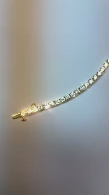 Yellow Gold Round Natural Earth Mined Diamonds Tennis Bracelet 12 Carats