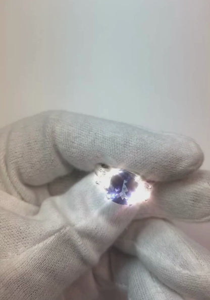 Sparkling 4.01 Carats Tanzanite Cushion And Natural Earth Mined Diamond Anniversary Ring