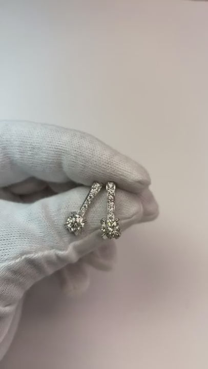 3 Carat Natural Earth Mined Diamond Drop Earring Pair