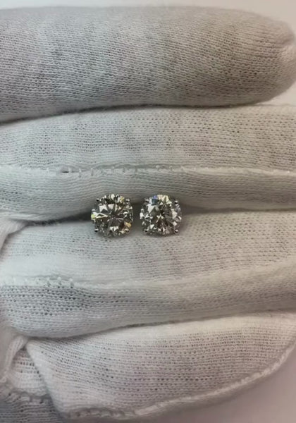 Diamonds Stud Earrings 4 Carats White Gold New
