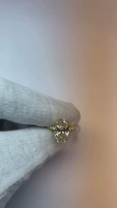 Oval Natural Earth Mined Diamond Engagement Ring 4 Carats Jewelry White Gold 14K