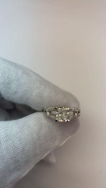 Cushion & Round Natural Earth Mined Diamond Engagement Ring 1.90 Carat Split Shank New