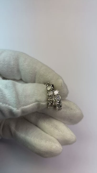 Round Natural Earth Mined Diamond Hoop Earring 2 Carats Jewelry Vs1 F