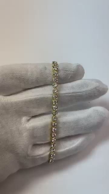 Natural Earth Mined Diamond Tennis Bracelet 6 Carats Bezel Set Jewelry F Vs1
