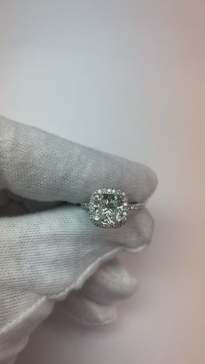 3.80 Carats Natural Earth Mined Diamond Engagement Ring Halo Gold White 14K