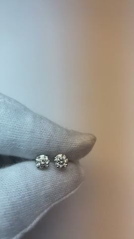 1.20 Carats Four Prong Round Natural Earth Mined Diamond Stud Earring White Gold 14K F Vs1