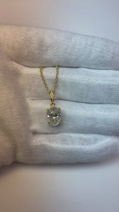 Yellow Gold 14K 3.25 Carats Sparkling Natural Earth Mined Diamonds Pendant Necklace
