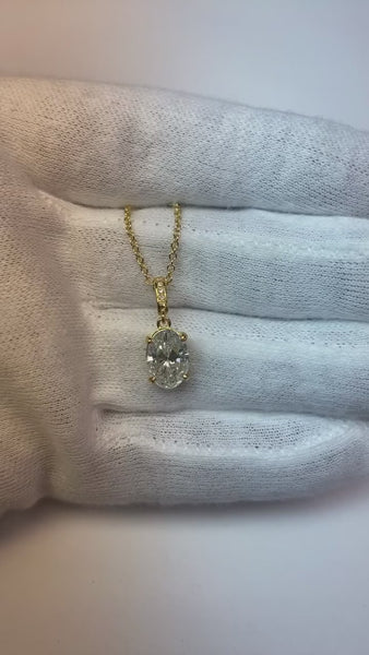 Yellow Gold 14K 3.25 Carats Sparkling Diamonds Pendant Necklace