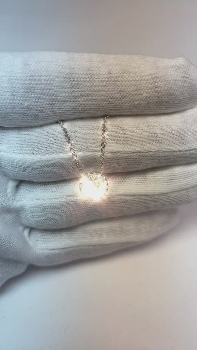 Round Halo Natural Earth Mined Diamond Pendant Necklace 1.65 Carats White Gold 14K