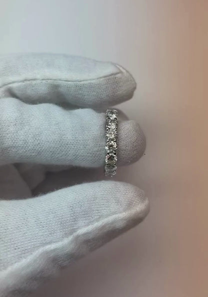 3.60 Carats White Gold Women Round Natural Earth Mined Diamond Eternity Band