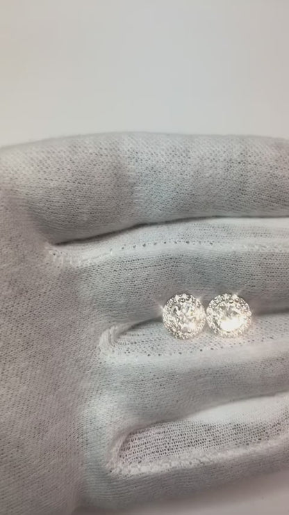 3.60 Carats Round Halo Natural Earth Mined Diamond Stud Earring White Gold Jewelry