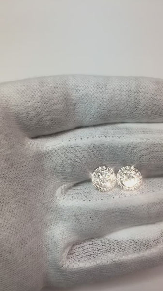 3.60 Carats Round Halo Diamond Stud Earring White Gold Jewelry