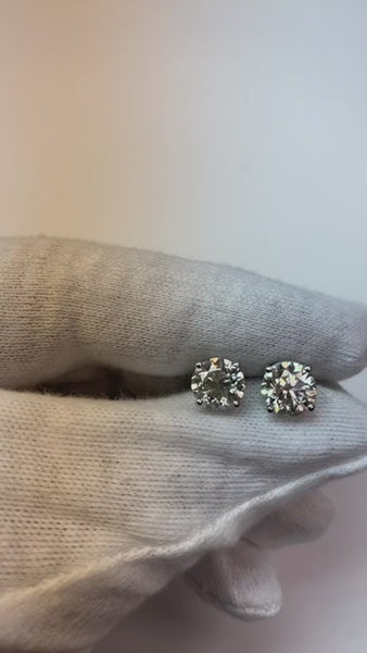 Women Round Cut 4 Carats Diamond Stud Earring Solid White Gold 14K