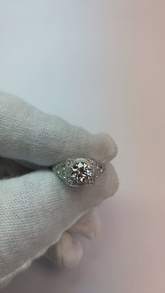 Real  Old Miner Diamond Ring 2 Carats White Gold 14K