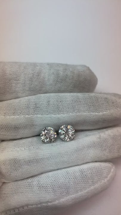 Round Cut Solitaire Genuine Natural Earth Mined Diamond Stud Earrings 4 Carats Women Jewelry