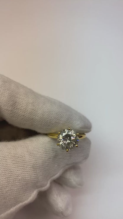 Round Real Natural Earth Mined Diamond 3.52 Ct. Solitaire Ring Two Tone Jewelry