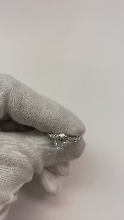 Oval Cut Hidden Halo Mined Diamond Ring With Accents
