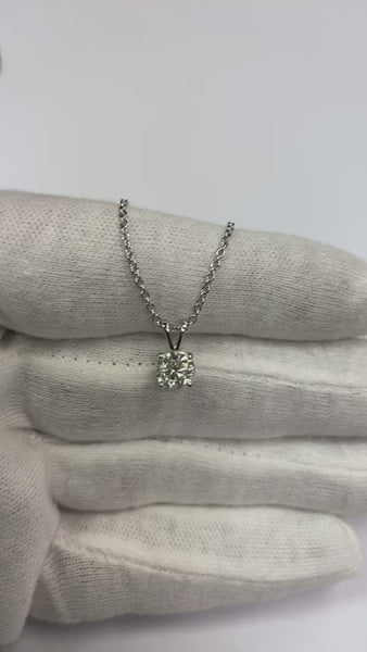 1 Carat Mined Diamond Solitaire Pendant White Gold 14K Round