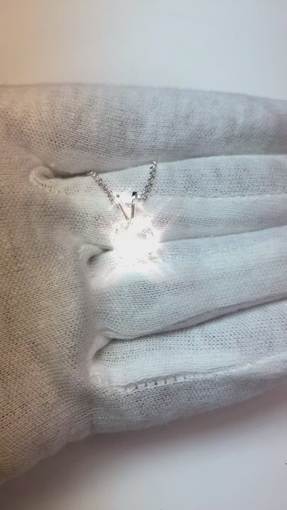 Solitaire Gorgeous 2 Carat Round Natural Earth Mined Diamond Pendant Necklace White Gold