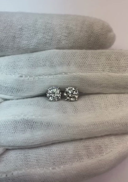 Natural Earth Mined Diamond Studs 2 Carats White Gold
