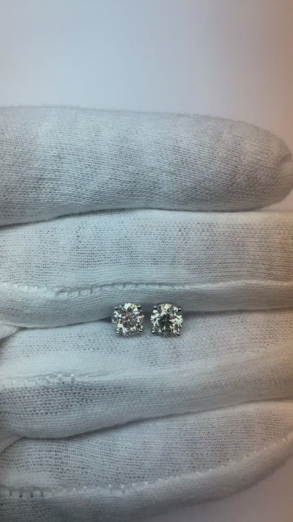 Natural Earth Mined Diamond Stud Earrings 1.80 Carats White Gold 14K