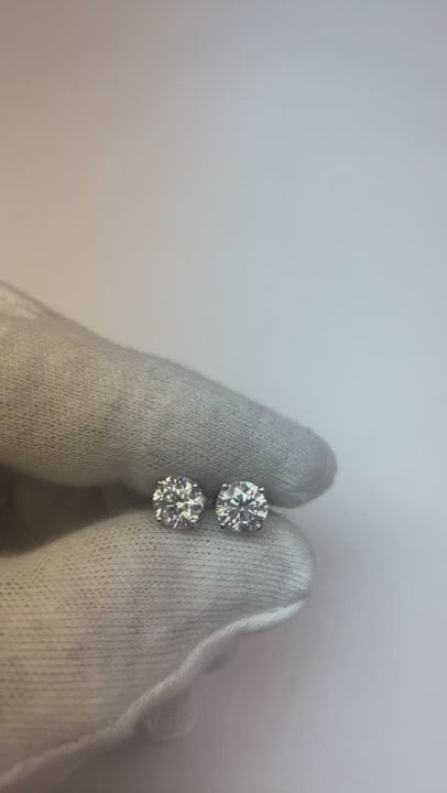 Round Cut Natural Earth Mined Diamond 2.30 Ct Lady Studs Earring White Gold Fine Jewelry