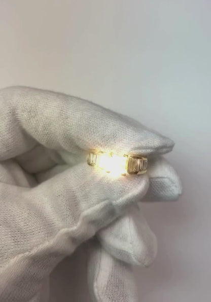 1.50 Ct Princess & Baguette Real Natural Earth Mined Diamond Engagement Ring Yellow Gold