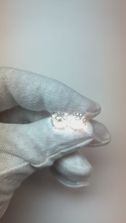 Halo Natural Earth Mined Diamond Stud Earrings 2.32 Carats