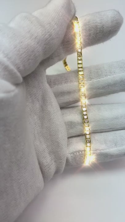 9.30 Ct. Princess Cut Natural Earth Mined Diamonds Channel Set Tennis Bracelet WG 14K