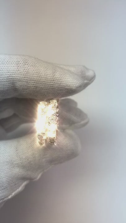 4 Ct Round Cut Single Row Inside Out Natural Earth Mined Diamonds Hoop Earring White