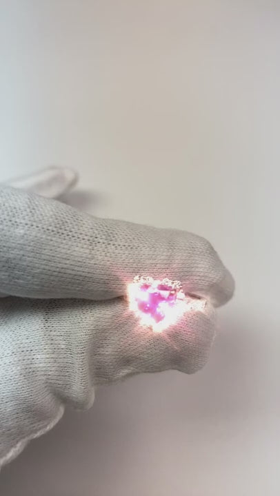 3.35 Carats Heart Pink Sapphire And Round Small Natural Earth Mined Diamonds Gemstone Ring