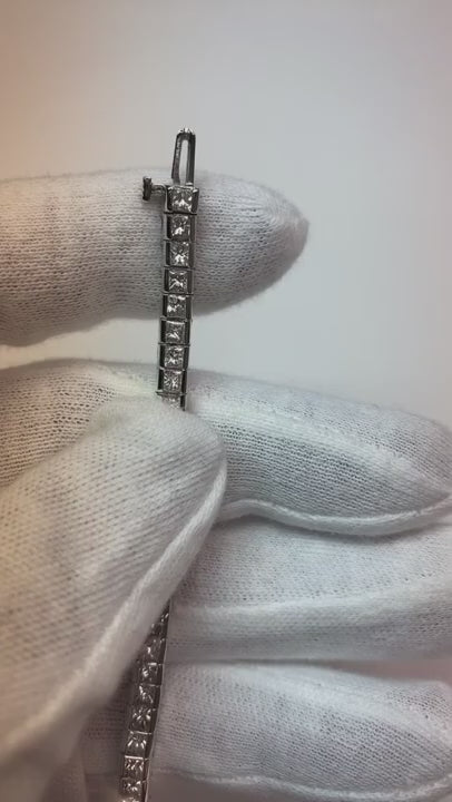 10.40 Ct Princess Cut Natural Earth Mined Diamond Ladies Tennis Bracelet White Gold