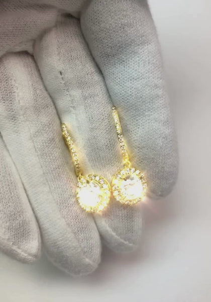 Drop Earrings Round Diamond 4.50 Carats