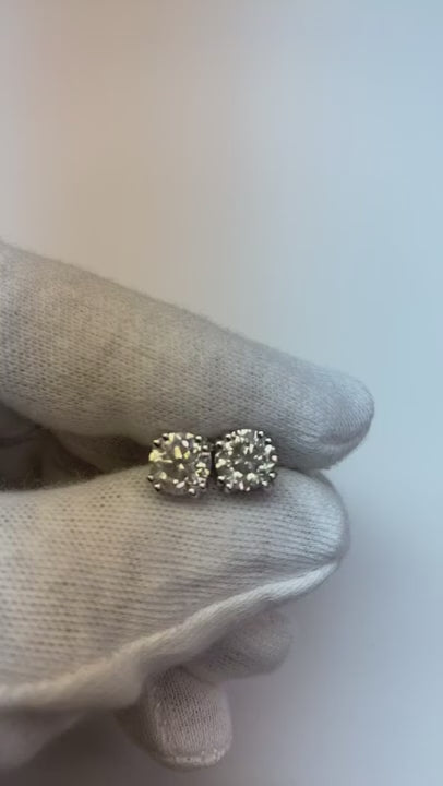 F Vs1 Sparkling 3 Ct Round Cut Natural Earth Mined Diamonds Women Stud Earring White Gold