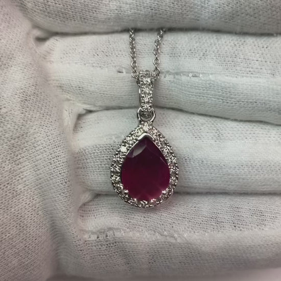 Ruby With Diamonds Pendant Necklace