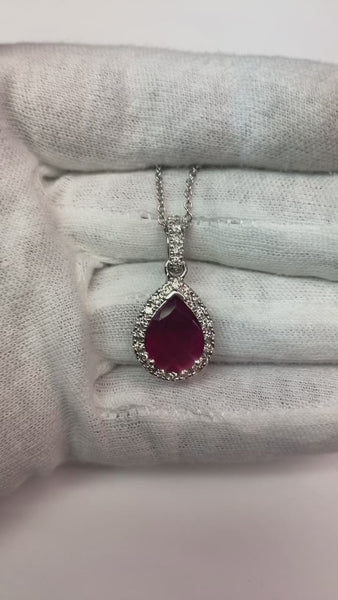 Ruby With Diamonds Pendant Necklace