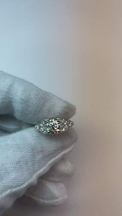 Old Miner Round Real Natural Earth Mined Diamond Ring 1.50 Carats White Gold 14K